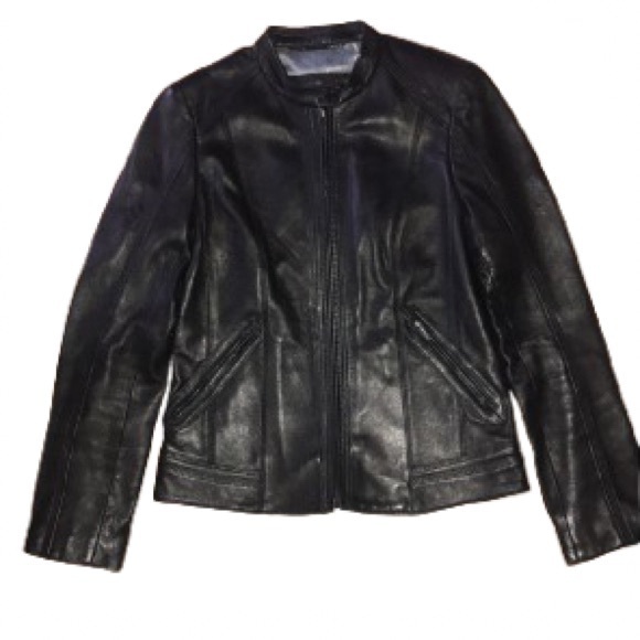 Calvin Klein black leather jacket NWOT size S - Picture 1 of 11